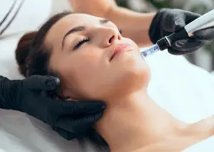 woman getting microneedling treatment