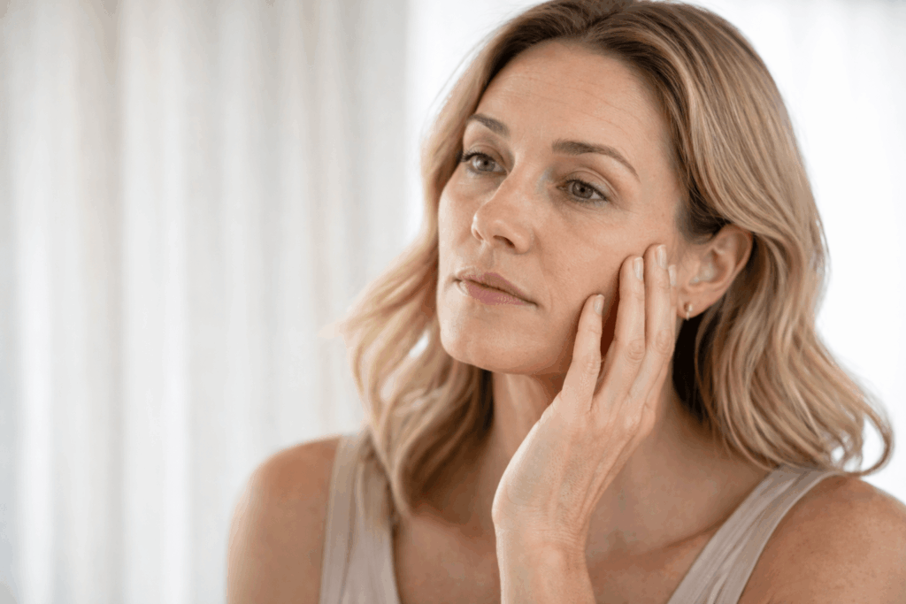 woman thinking about polynucleotide treatment