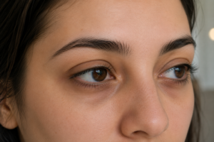 woman with tired eyes and dark circles