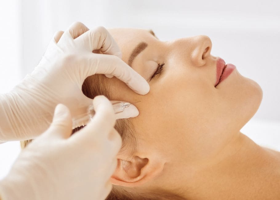 close up of temple filler treatment