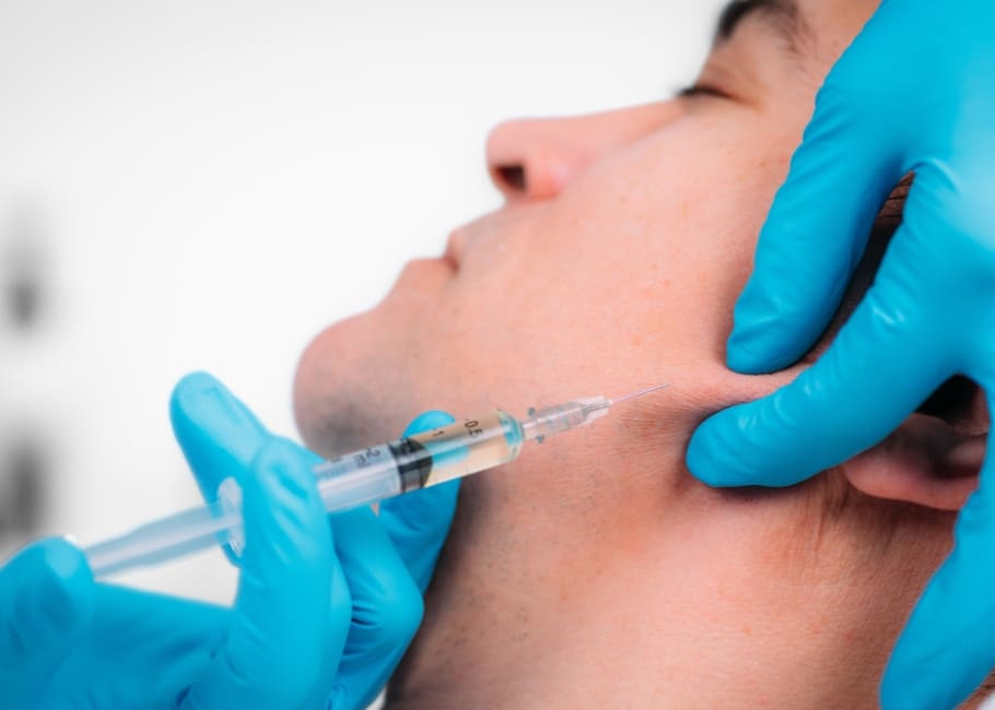 man getting jawline filler treatment
