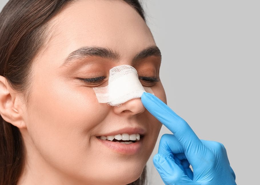 woman after non-surgical rhinoplasty treatment